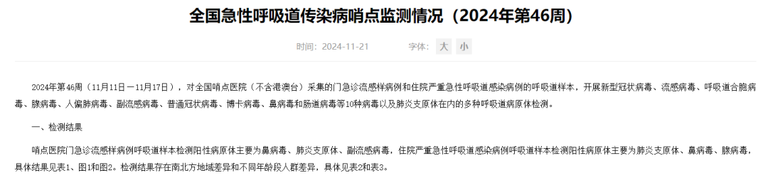 中疾控：近期急性呼吸道傳染病感染數(shù)據(jù)及趨勢分析